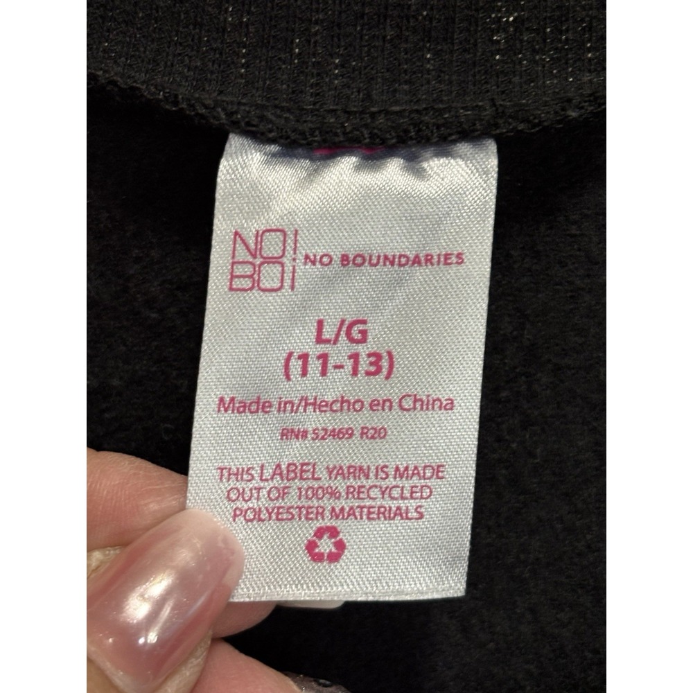 NOBO Black Skull Sequin Sweatshirt Size Large Long Sleeve Band Hem Casual - Picture 3 of 7